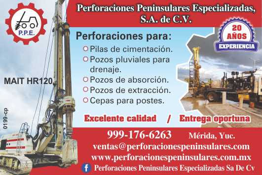 Perforaciones para: Pilas de Cimentacion, Pozos pluviales para drenaje, Pozos de absorcion, Pozos de extraccion, Cepas para postes. Excelente calidad y entrega oportuna. 20 años de experiencia. Perforaciones para: Pilas de Cimentacion, Pozos pluviales para drenaje, Pozos de absorcion, Pozos de extraccion, Cepas para postes. Excelente calidad y entrega oportuna. 20 años de experiencia.