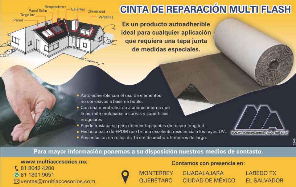 Producto autoadherible ideal para cualquier aplicacion que requiera un tapa junta de medidas especiales. Hecho a base de EPDM que brinda excelente resistencia a los rayos UV Producto autoadherible ideal para cualquier aplicacion que requiera un tapa junta de medidas especiales. Hecho a base de EPDM que brinda excelente resistencia a los rayos UV