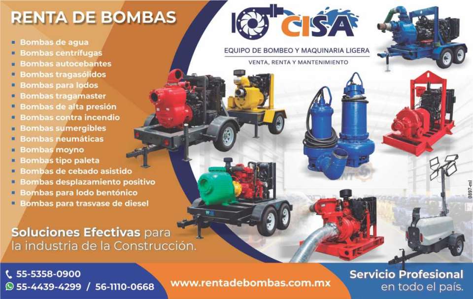 RENTA DE BOMBAS de Agua, Centrifugas, Autocebantes, Tragasolidos, para Lodos, Tragamaster, de Alta Presion, Contra Incendio, Sumergibles, Neumaticas, Moyno, tipo Paleta y Maquinaria Ligera. RENTA DE BOMBAS de Agua, Centrifugas, Autocebantes, Tragasolidos, para Lodos, Tragamaster, de Alta Presion, Contra Incendio, Sumergibles, Neumaticas, Moyno, tipo Paleta y Maquinaria Ligera.