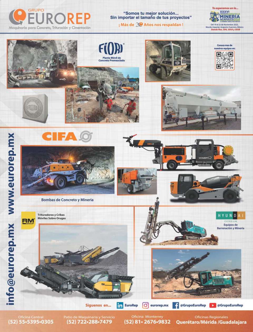 Planta Movil de Concreto Premezclado FIORI, Bombas de Concreto y Mineria CIFA, Equipos de Barrenacion y Mineria HYUNDAI, Trituradoras y Cribas Moviles sobre Orugas RM. Planta Movil de Concreto Premezclado FIORI, Bombas de Concreto y Mineria CIFA, Equipos de Barrenacion y Mineria HYUNDAI, Trituradoras y Cribas Moviles sobre Orugas RM.