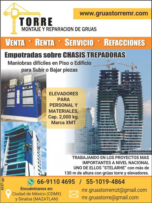 GRUAS TORRE en Venta-Renta-Servicio y Reparaciones. Empotradas sobre CHASIS TREPADORAS, Maniobras dificiles en Piso o Edificio para subir o bajar piezas. ELEVADORES PARA PERSONAL Y MATERIALES. GRUAS TORRE en Venta-Renta-Servicio y Reparaciones. Empotradas sobre CHASIS TREPADORAS, Maniobras dificiles en Piso o Edificio para subir o bajar piezas. ELEVADORES PARA PERSONAL Y MATERIALES.