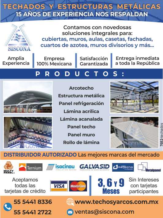 Techados y Estructuras Metalicas. Contamos con novedosas soluciones integrales para:Cubiertas, Muros, Aulas, Casetas, Fachadas, Cuartos de Azotea, Muros Divisorios y mas. 3, 6 Y 9 MESES SIN INTERESES Techados y Estructuras Metalicas. Contamos con novedosas soluciones integrales para:Cubiertas, Muros, Aulas, Casetas, Fachadas, Cuartos de Azotea, Muros Divisorios y mas. 3, 6 Y 9 MESES SIN INTERESES
