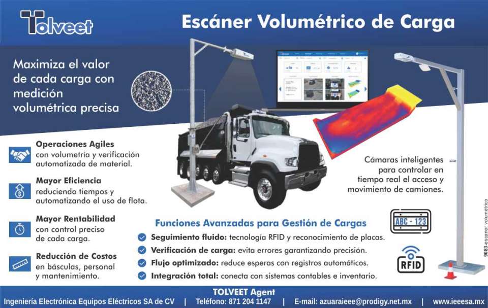 Maximiza el valor de cada carga con medicion volumetrica precisa. Funciones Avanzadas para Gestion de Carga. Seguimiento Fluido, Verificacion de carga, Flujo Optimizado, Integracion total. Tolveet. Maximiza el valor de cada carga con medicion volumetrica precisa. Funciones Avanzadas para Gestion de Carga. Seguimiento Fluido, Verificacion de carga, Flujo Optimizado, Integracion total. Tolveet.