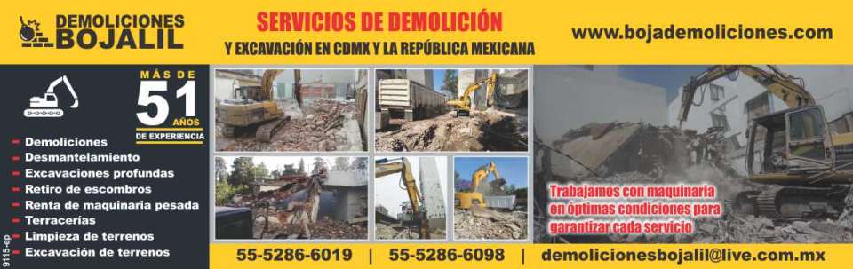 Servicios de Demolicion y Excavacion, Desmantelamientos, Retiro de escombros, Renta de Maquinaria Pesada, Terracerias, Limpieza de terrenos, Excavacion de Terrenos. CDMX y la Republica Mexicana. Servicios de Demolicion y Excavacion, Desmantelamientos, Retiro de escombros, Renta de Maquinaria Pesada, Terracerias, Limpieza de terrenos, Excavacion de Terrenos. CDMX y la Republica Mexicana.